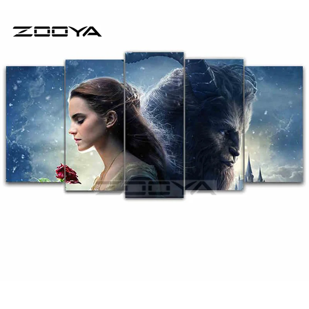 ZOOYA 5D DIY Алмазная вышивка красавица зверь 5 шт. мульти-картина комбинированная Алмазная картина вышивка крестиком Стразы Декор BK265
