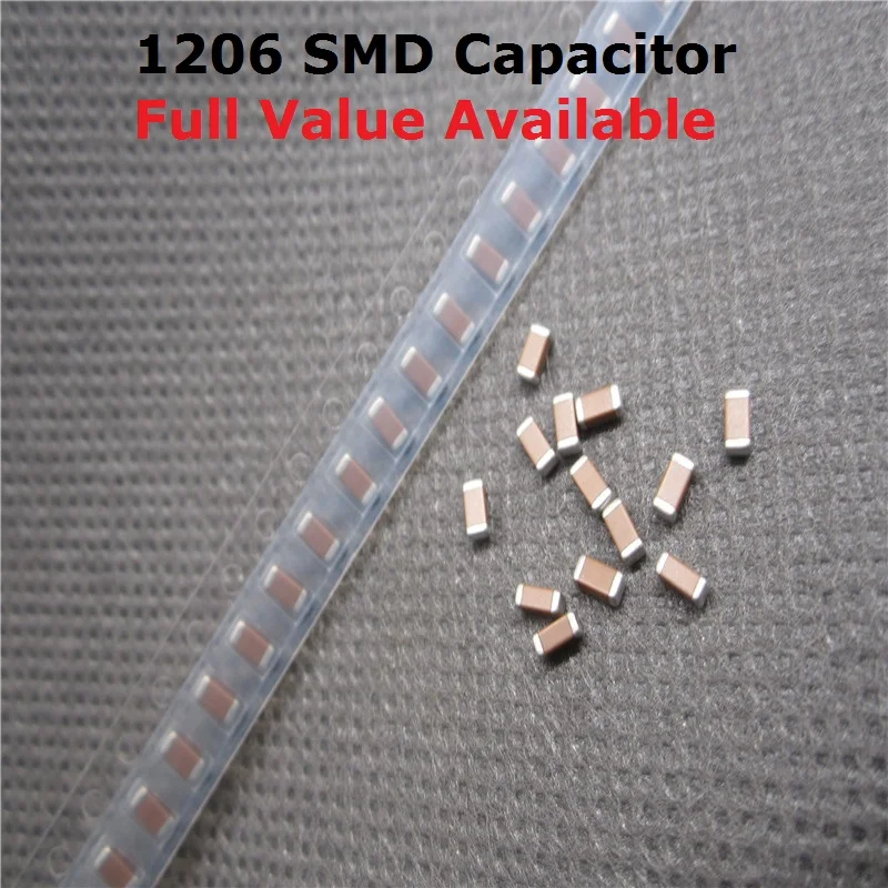 100 шт. 1206 10PF 22PF 33PF 47PF 100PF 220PF 330PF 470PF 1NF 2.2NF 50V 102 222 K/M SMD конденсатор 10/22/33/47/100/221/330/470P