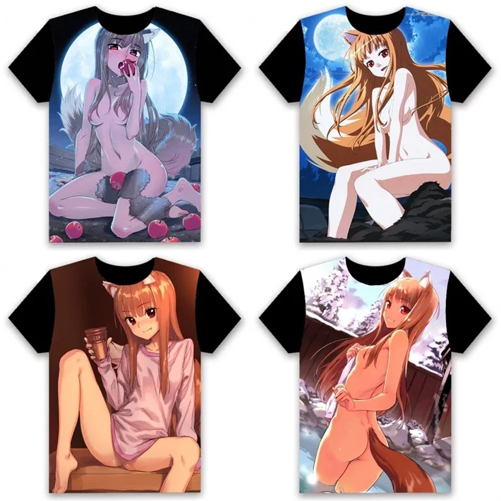 Аниме футболка Spice and Wolf Holo Косплей короткий рукав Женская Мужская черная футболка Повседневная летняя футболка Otaku