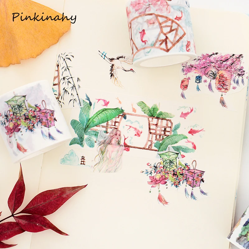 Ретро Китайский древний стиль Пейзаж Цветы васи клейкая лента DIY Скрапбукинг