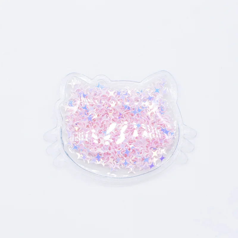 Pink 6 шт. 6 см прозрачный Пластиковый кот с разноцветными блестками внутри аппликации DIY аксессуары для головных уборов ручной работы Декор патч H28 - Цвет: Pink