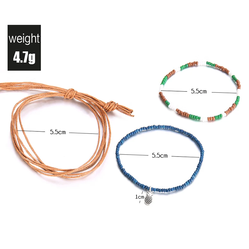 3 шт./компл. винтажные женские браслеты из кожаного шнура с бусинами плетеный