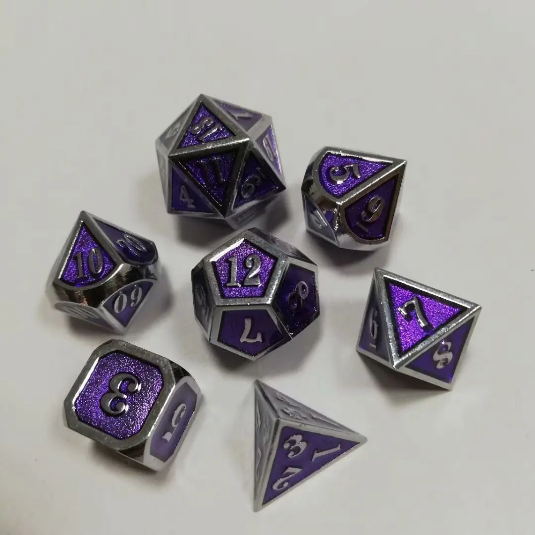 Фабрика Rpg кости многогранные наборы металла Dnd Подземелья и Драконы настольные игры цинковый сплав синий кубики цифровой узор D20 10 8 12