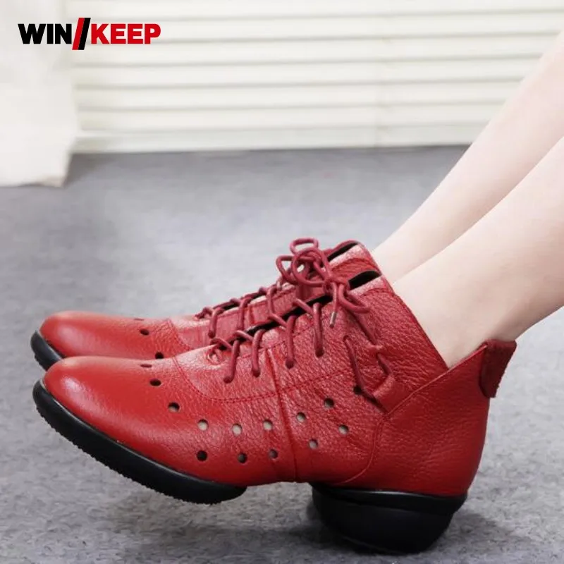 Женские кроссовки с вырезами на шнуровке для бальных танцев сальсы современные