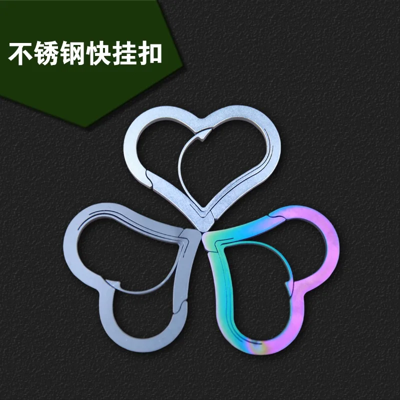 

Creative Heart-Shaped Key Ring Stainless Steel Bucket Hook EDC Outdoor Waist Hanging Button
