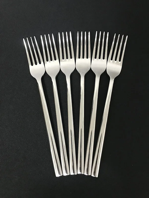 6pcs dinner fork 30 шт. зеркальная полировка дешевая цена тонкая ручка из нержавеющей стали стейк нож набор столовых приборов - Цвет: 6pcs dinner fork
