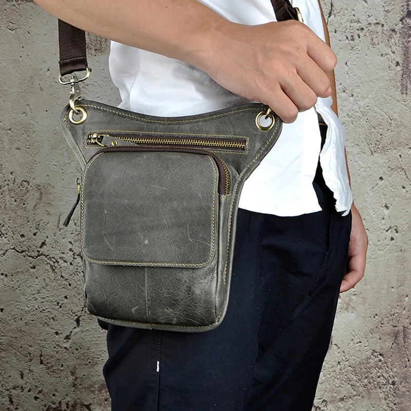 Забавная Мужская поясная сумка из 100% натуральной кожи саквояж на бедро для
