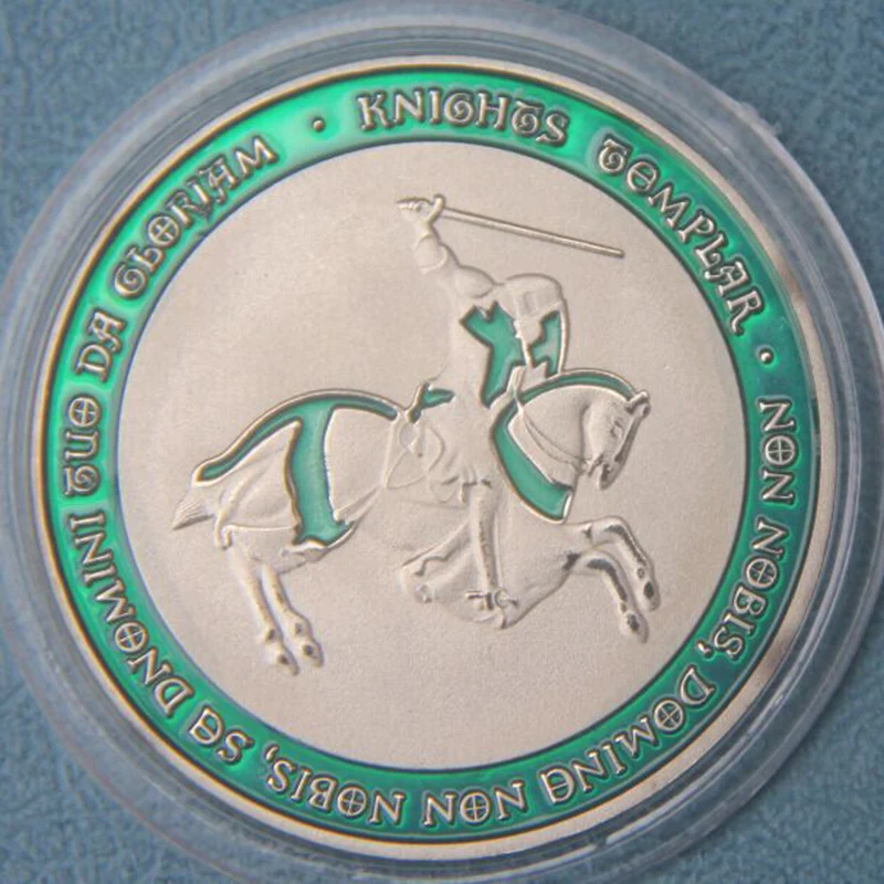 Рыцарь крестоносца крест Христос солдат сувенир зеленая Посеребренная