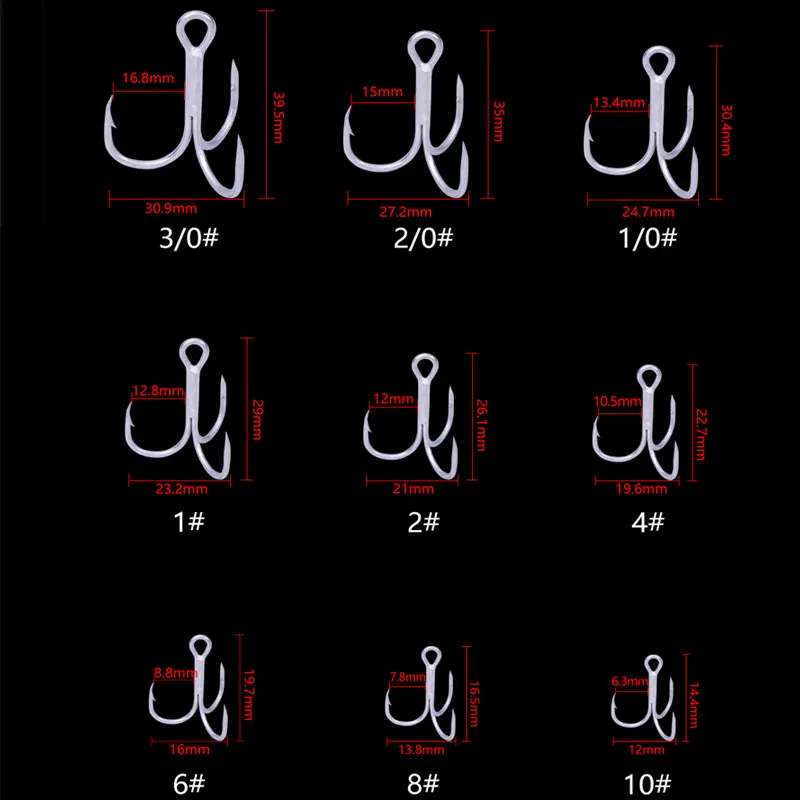 Balleo 20 шт./лот 1/0 2/0 3/0 CP точечный тройной крючок 2X прочный для большой морской