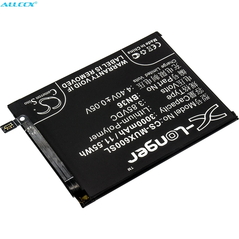 Аккумулятор Cameron Sino 3000 мАч BN36 для Xiaomi M1804D2SC M1804D2SE M1804D2ST Mi 6X A2 Wayne две SIM