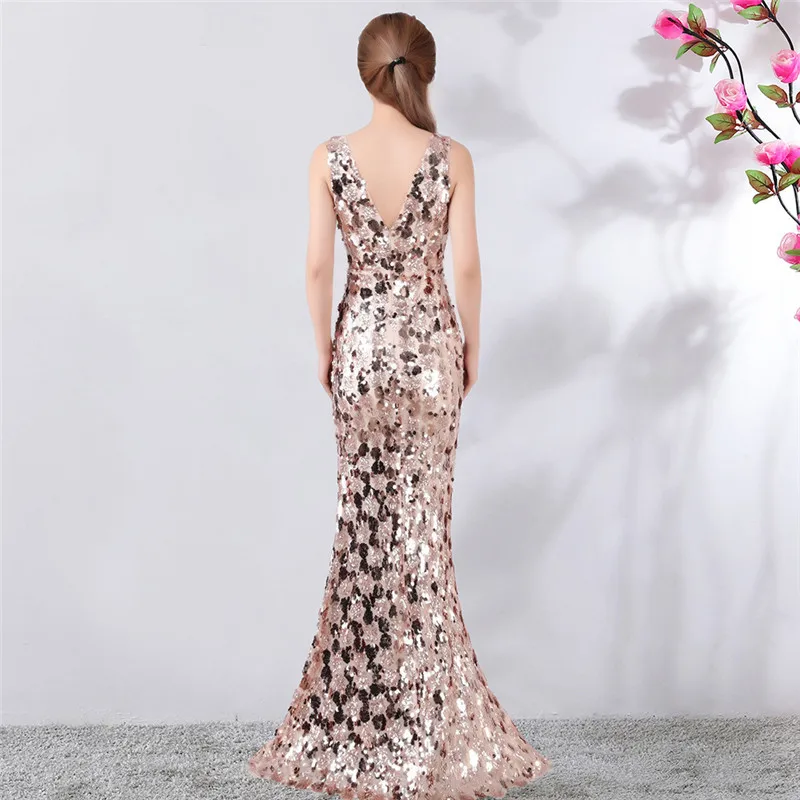 Летнее платье сексуальное русалки с v-образным вырезом и высокой талией расшитое