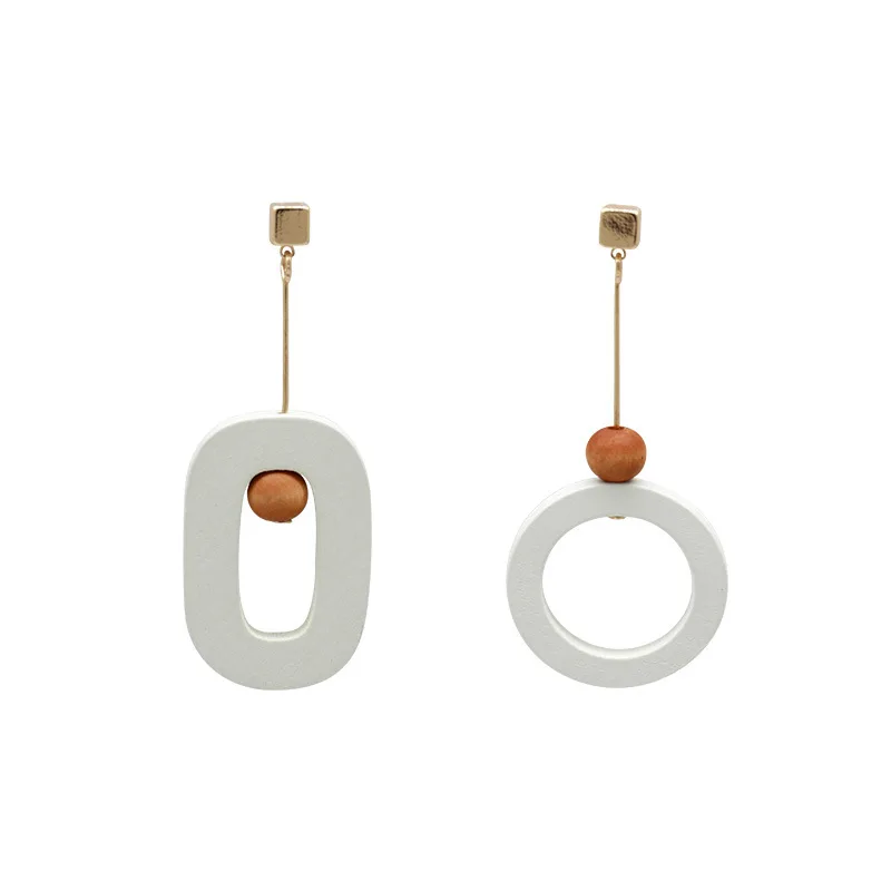 Винтажный геометрический деревянный асимметричные серьги-подвески для женщин