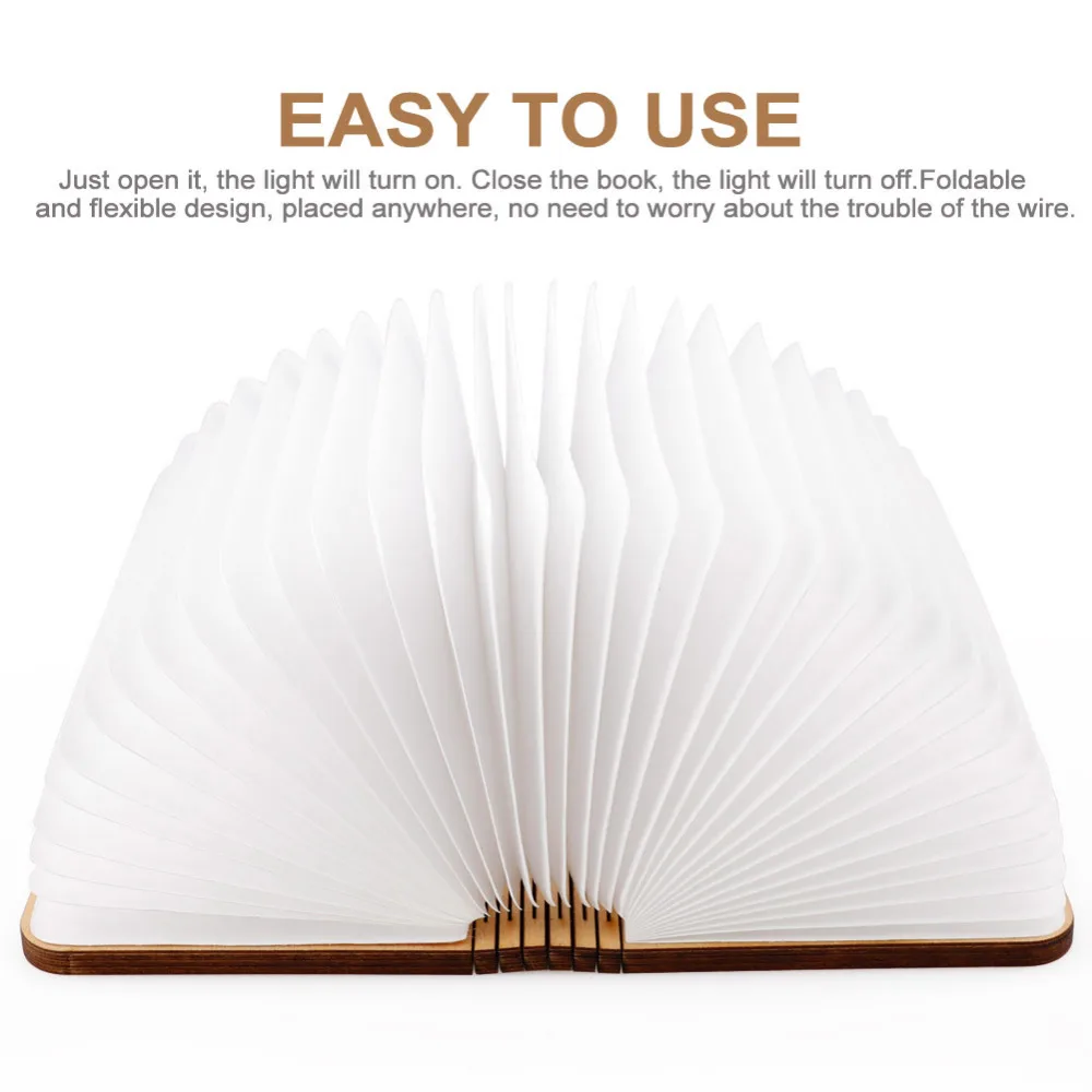 

Rechargeable Book Lamp Folding Mini Table Light Warm Night Light LED Wooden USB Desk Night Lamp Bedroom Decor Lighting