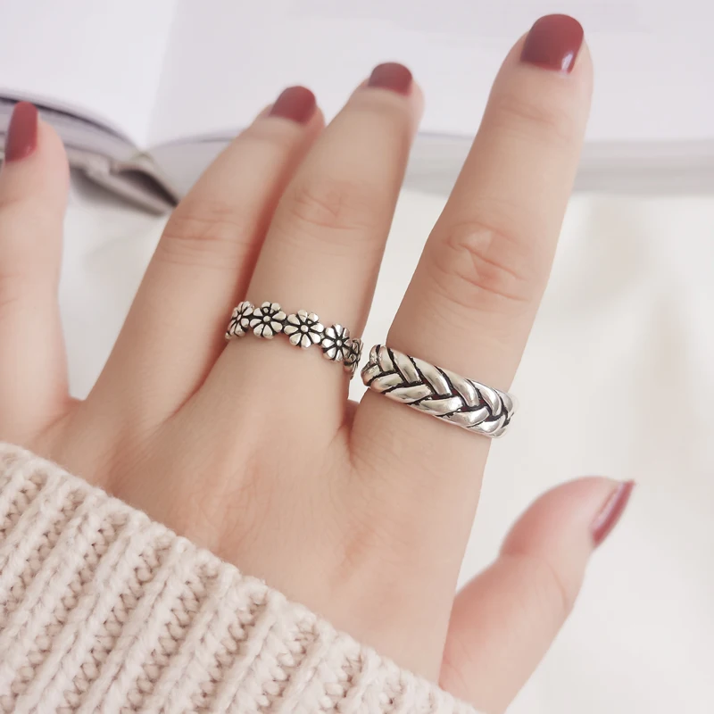 Bijoux дизайнерский кольца из стерлингового серебра 925 для женщин Регулируемый размер цветок кольцо вечерние подарок Свадебные украшения Anillos