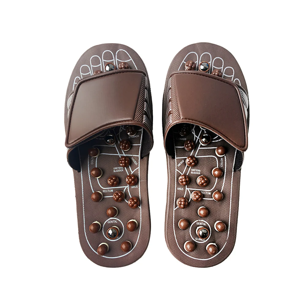 03 Size 42-43 Brown Therapy Acupuncture Foot Massager Shoes Foot Care Massageador New High Quality Foot Massage Slippers Foot Care Tool Product - Color: 03 Size 42-43 Brown