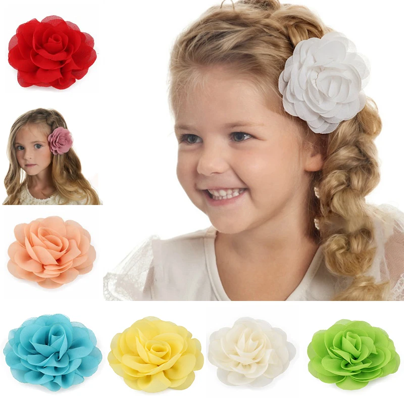 

20 Colors Cute Kids Girls Soft Big Flower Hair Clips Hairgrips Children Multi-Color Party Festival Hair Accessories Headwear
