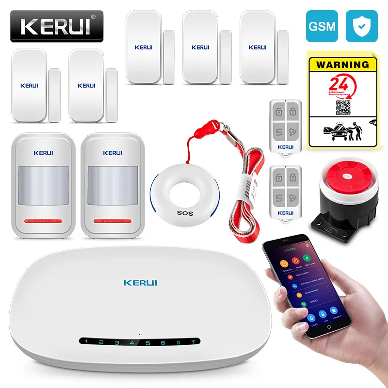 KERUI GSM сигнализация Система безопасности автоматический набор приложение беспроводная домашняя охранная сигнализация пожарная защита датчик движения Охранная сигнализация DIY комплект