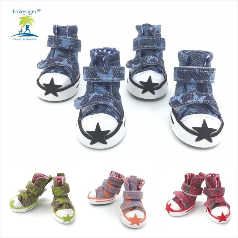 4 шт. Обувь для собак с принтом звезды противоскользящие повседневные спортивные