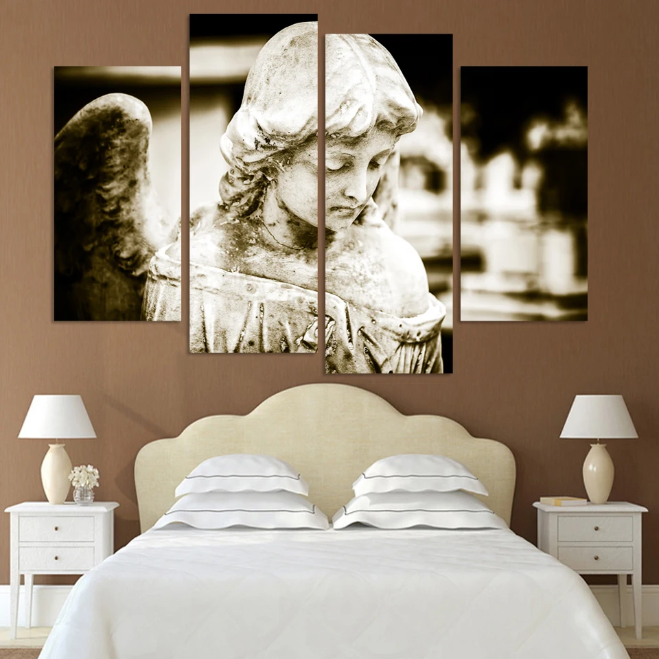 4 панели древняя ангельская девушка холст печать для гостиной живопись искусство
