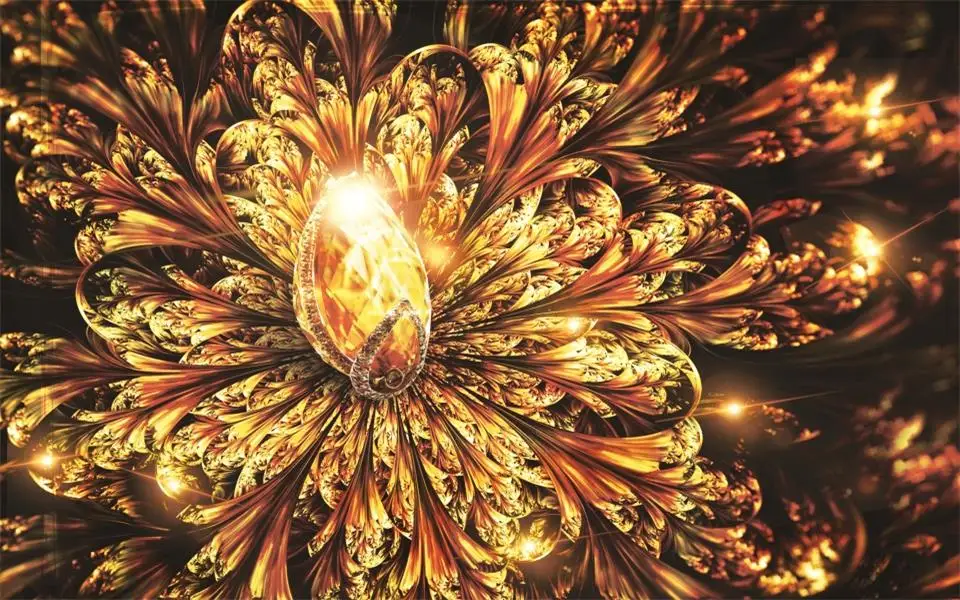 3d обои на заказ фотообои для гостиной настенные алмазные золотые цветы живопись