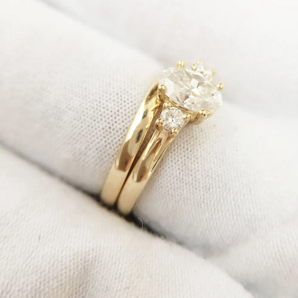 14 K желтое золото Halo Moissanite обручальное кольцо 8x6 мм 1.5ct карат Овальный огранка блестящий для женщин, похожий на Forever One