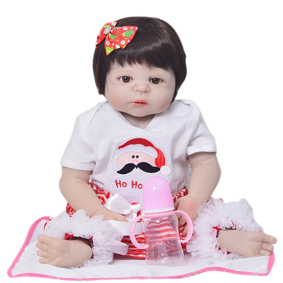 23inch full silicone reborn Bathe Toy NPK Baby-Reborn girl Babies modeling Birthday Christmas Gift Girls Brinquedos toddler | Игрушки и