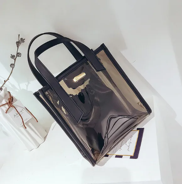 Женская прозрачная сумка-мессенджер летняя пляжная сумка в Корейском стиле 2018 |