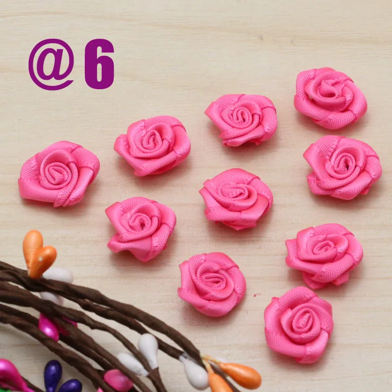 6 color 200 шт./лот Лидер продаж 17 Цвета для Палочки DIY Мини Розы атласной лентой розы/отделка/куклы/Свадьба /платье/ремесло/лук - Цвет: 6 color
