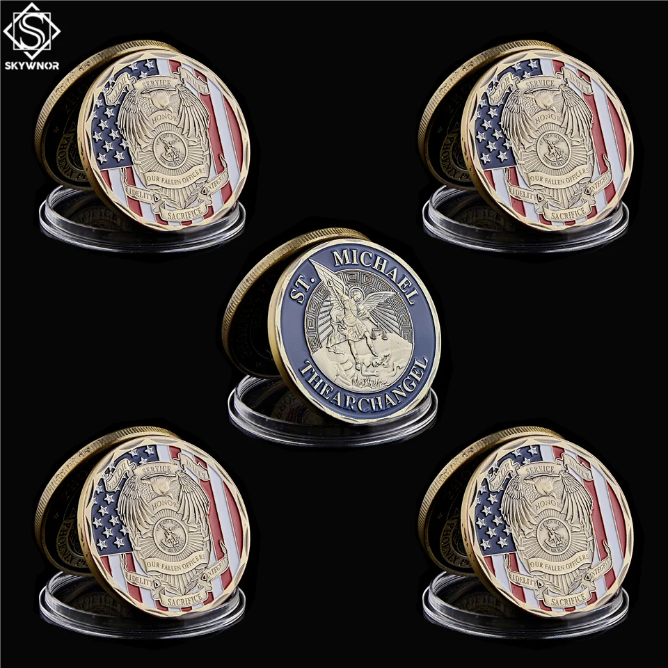 5 шт./лот США Archangel St Michael Our pould Officer Patron Saint Challenge Copper Coin|Безвалютные монеты| |