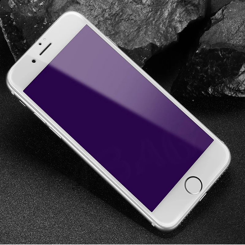 Закаленная 3d-пленка для iphone7 8 защита на весь экран с мягкими краями фиолетовая
