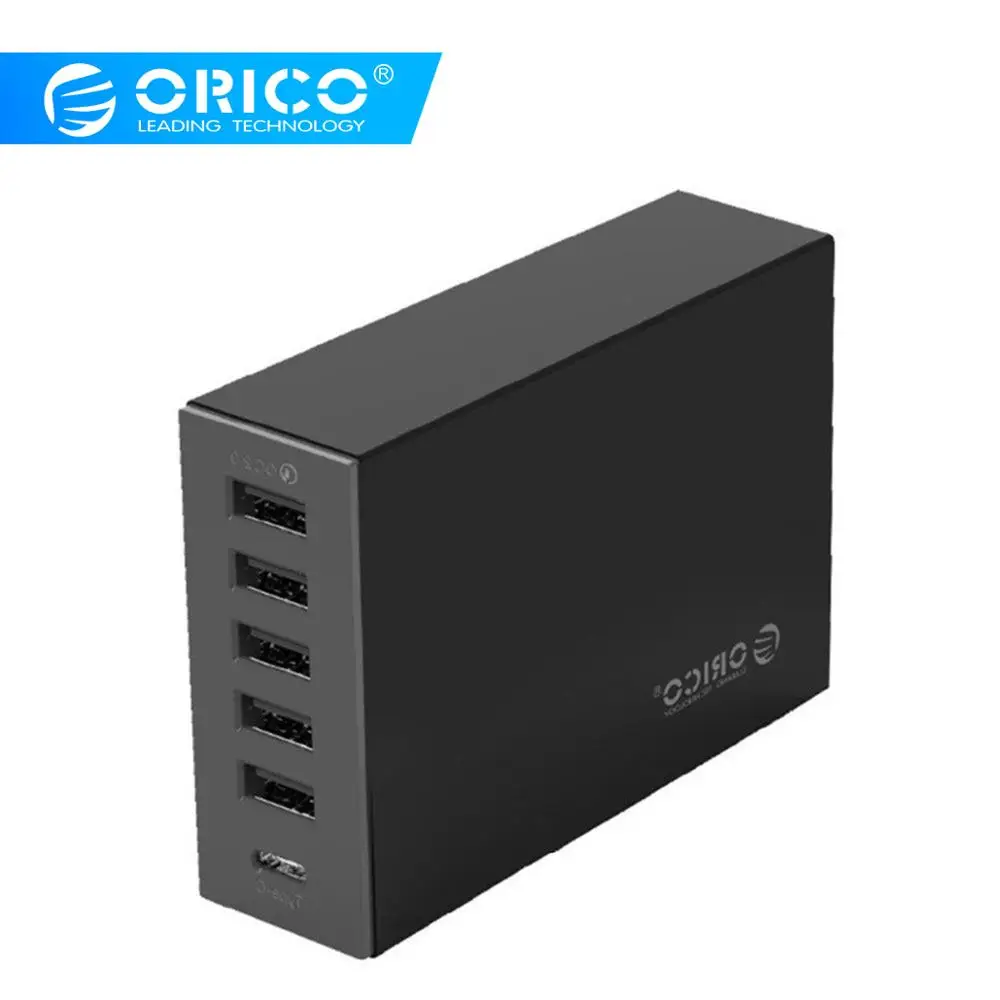 Быстрое зарядное устройство ORICO Type-C QC2.0 6 портов 5V2. 4A 9V2A 12V1. 5A 3.1A для мобильного