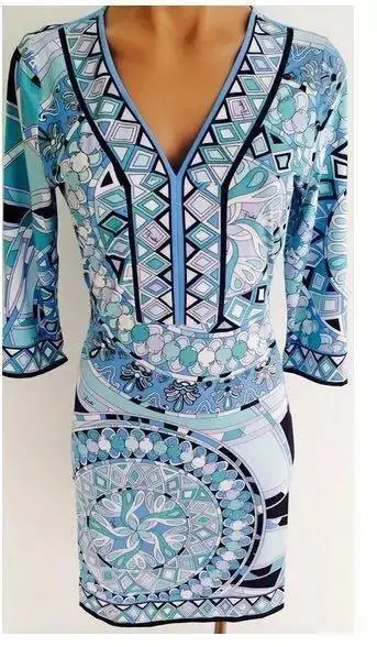 Epucci Роскошные итальянские бренды Женские потрясающий принт v-образный вырез