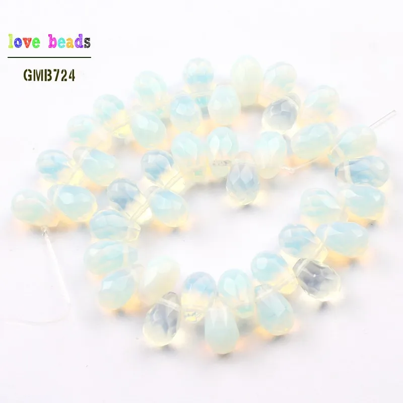 white opal Натуральный граненый камень Бусины Синий Песок индийские Агаты Howlite прозрачный кварц капли воды бусины 8*12 мм DIY браслет 40 шт Бусины - Цвет: white opal