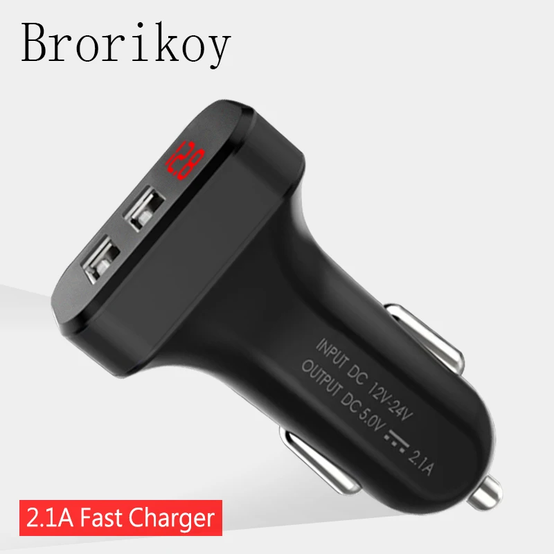 Автомобильное зарядное устройство с 2 портами А USB светодиодный экран умный