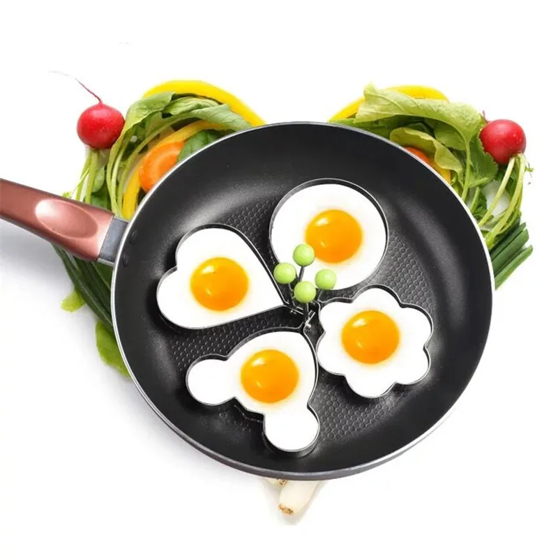 

Kitchen Gadget Fried Egg Mold Stainless Steel Frying Mould Pancake Ring Egg Tool Star Love Flower Round Shape Egg Kitchen Tool