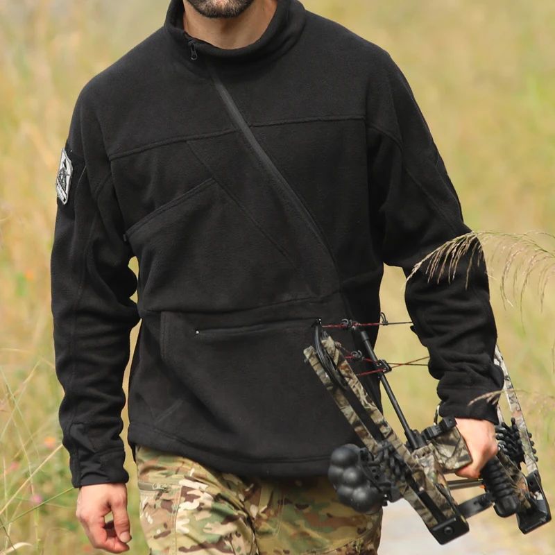 Мужская Флисовая камуфляжная куртка теплая флисовая с капюшоном Мультикам на