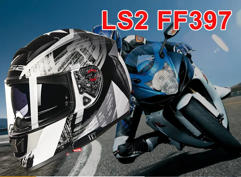 LS2 FF397 стекловолокно полное лицо moto rcycle шлем двойной солнцезащитный козырек индивидуальность moto rbike шлем сертификации ECE одобрить гоночные мото шлемы