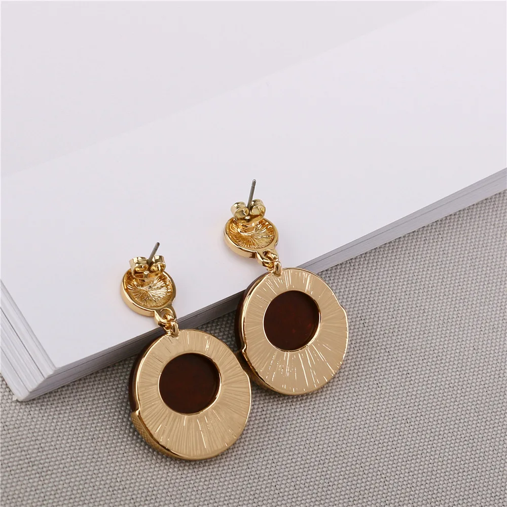 Геометрический дизайн округлый Круглый Серьги капли из цинкового сплава