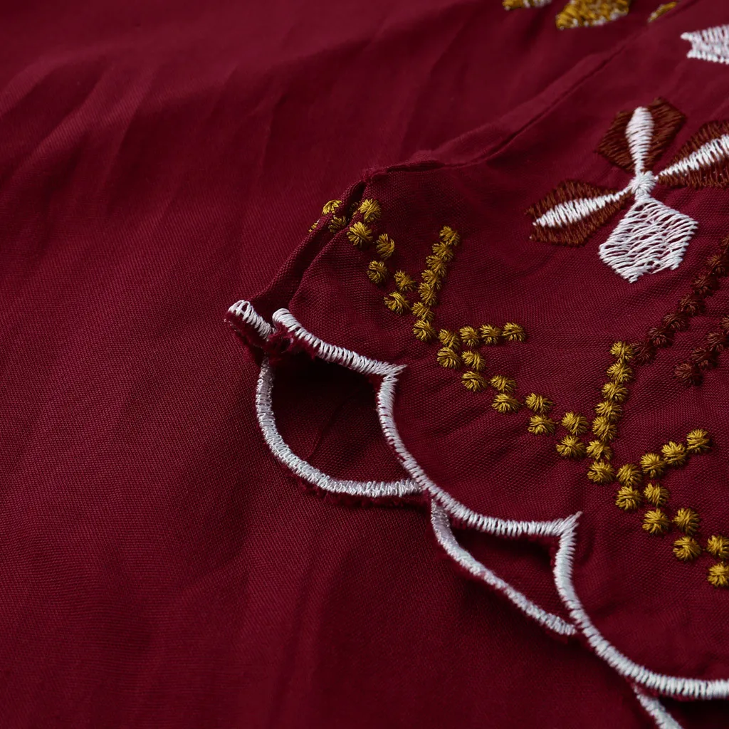 Feitong Женская Винтажная летняя рубашка с вышивкой и принтом, топ с v-образным вырезом и коротким рукавом, блузка, кардиган, летние кимоно mujer moda