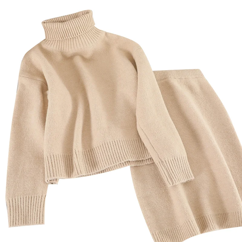 2019 Новый Модный женский комплект из двух предметов зимний свитер с высоким