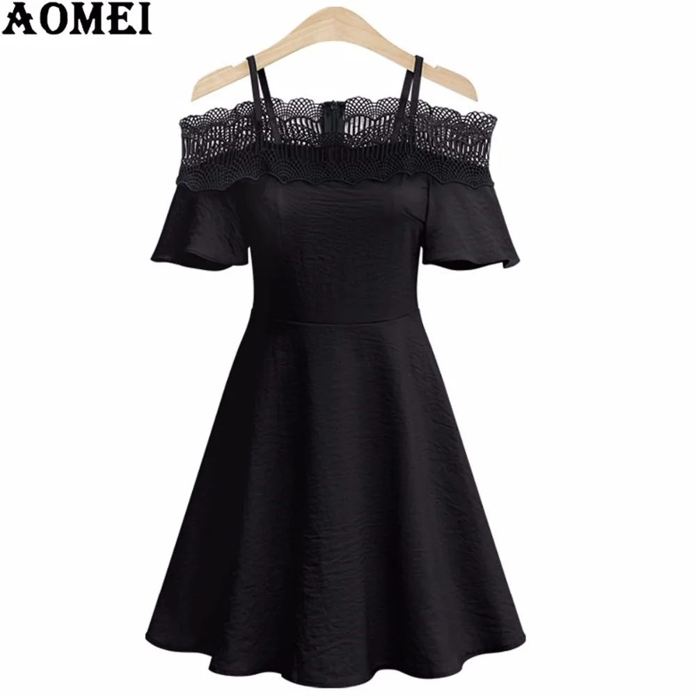 Платье женское кружевное с открытыми плечами повседневное Плиссированное на