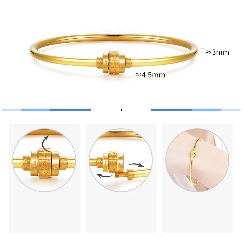 HMSS 24K браслет из чистого золота Настоящее 999 цельный золотой браслет высококлассный красивый романтический, модный Классический ювелирный браслет Лидер продаж Новинка