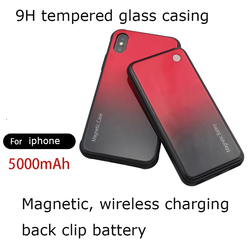 5000 мАч Магнитный стеклянный чехол для телефона Samsung Galaxy s7 edge xiaomi mix2s huawei mate 20 pro