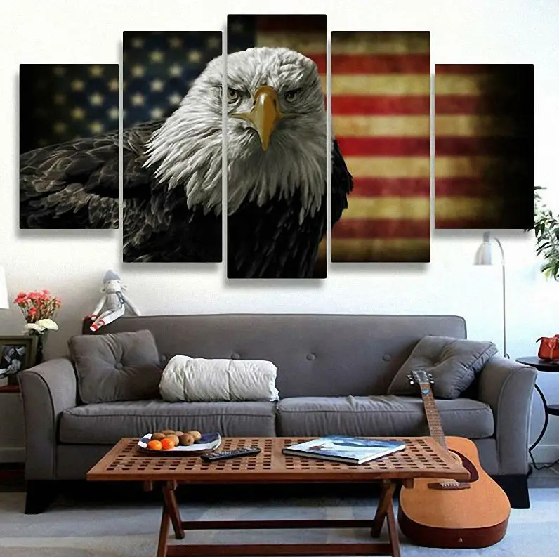 Print American Eagles USA Flag Painting On Canvas Art Modern Home decor abstract painting For Living Room Wall Decor /PT0536 | Дом и сад