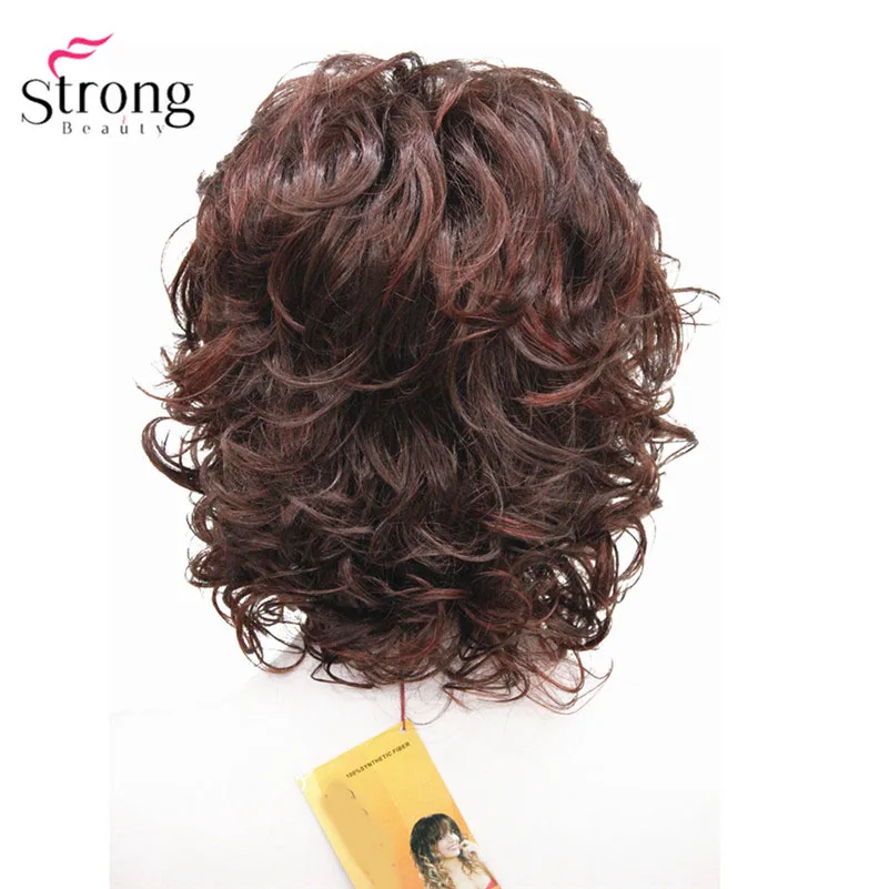 StrongBeauty женские короткие кудрявые термостойкие синтетические каштановые волосы парики выбор цвета - Цвет: 33H350