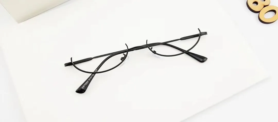 Sella, Новое поступление, уникальные очки Harajuku, без оправы, овальная оправа из сплава, очки, металлическая полуоправа, без линз, маленькие узкие очки для глаз