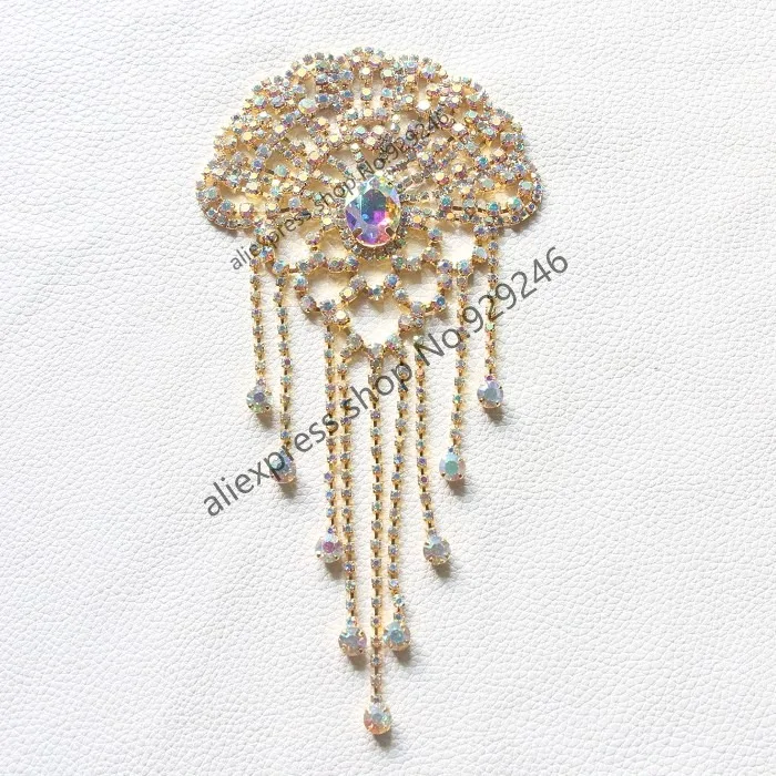 2 шт./лот Золотая аппликация с кристаллами AB Пришивные аксессуары для одежды