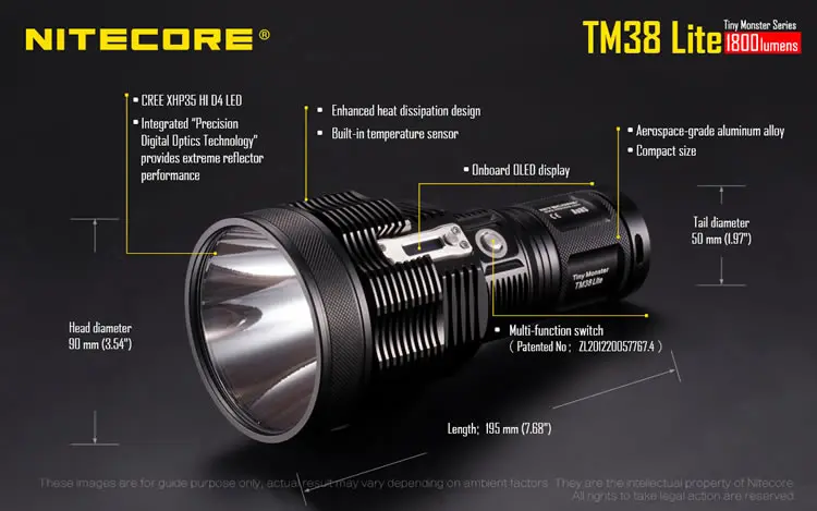 Nitecore TM38 Lite светодиодный фонарик CREE XHP35 HI D4 1800 люмен перезаряжаемый фонарик с батареей 18650 для поиска кемпинга