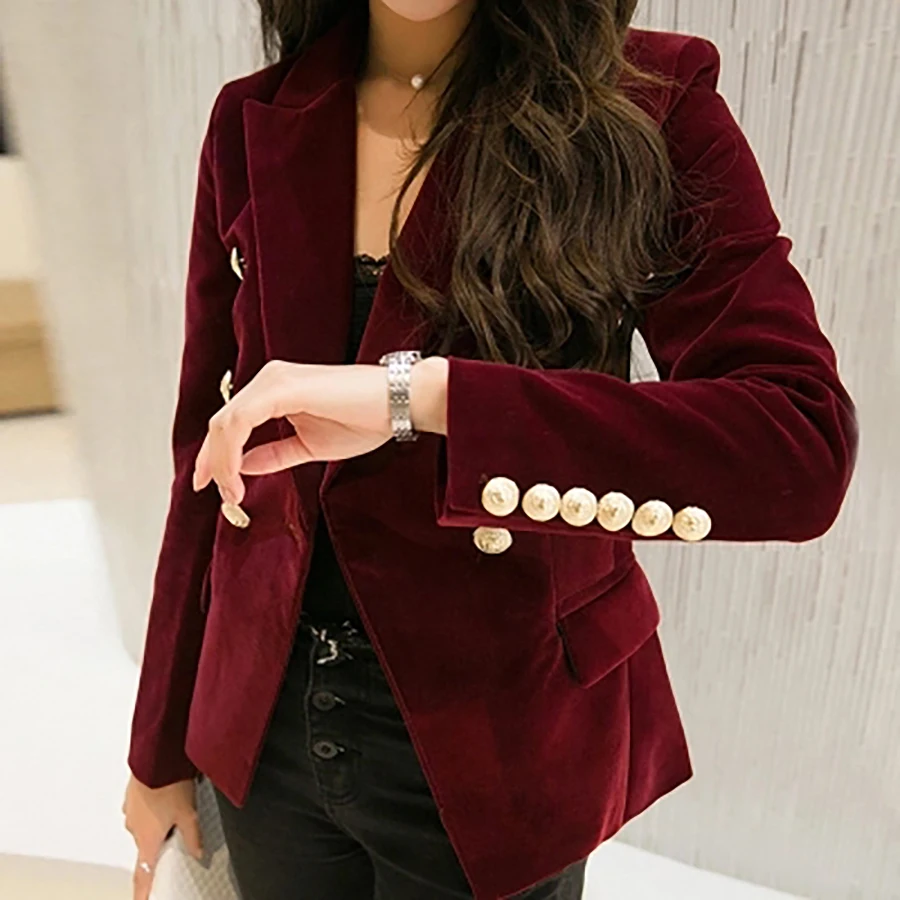 Primavera Блейзер Mujer Elegante Куадрос двубортный бархатный офисная одежда корейский