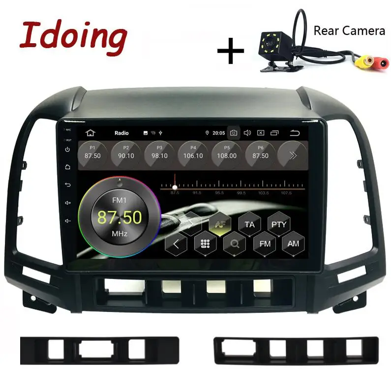 Standard with Camera Idoing " 2.5D ips автомобильный Android9.0 Радио мультимедийный плеер для hyundai Santa Fe 2 2006-2012 gps навигация PX5 4G+ 64G Восьмиядерный - Color: Standard with Camera